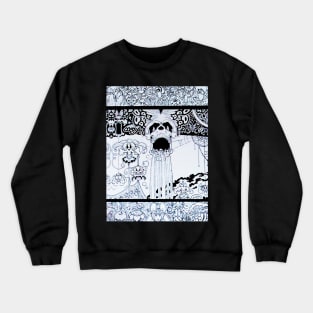 BLACK WHITE SKULL,BUTTERFLIES OWLS,FANTASTIC CREATURES Psychedelic Fantasy Crewneck Sweatshirt